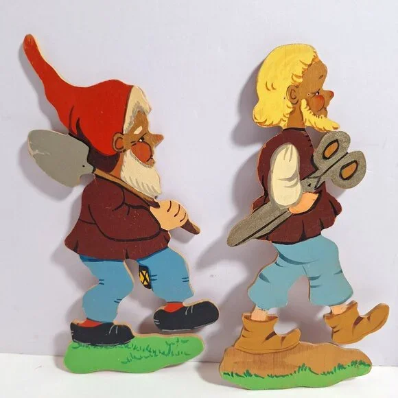 Wooden Dwarf Hand Painted Wall Hanging 3 Decorative Vintage Dwarves Decor - Picture 5 of 13